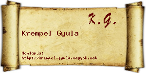 Krempel Gyula névjegykártya